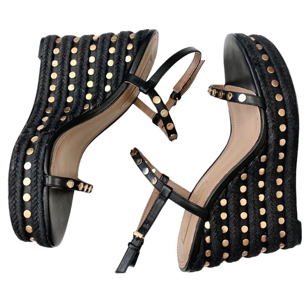 ♦️SOLD♦️ BCBGMaxazria Ankle Strap Studded Wedges - Picture 4 of 8